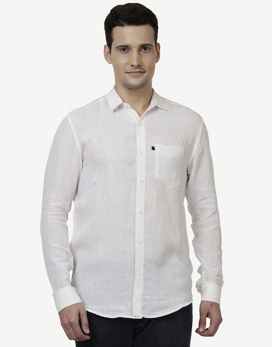 Men's White Casual Shirt - Pure Linen